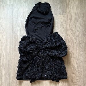 Black Floral Mini Dress with Bow in Back